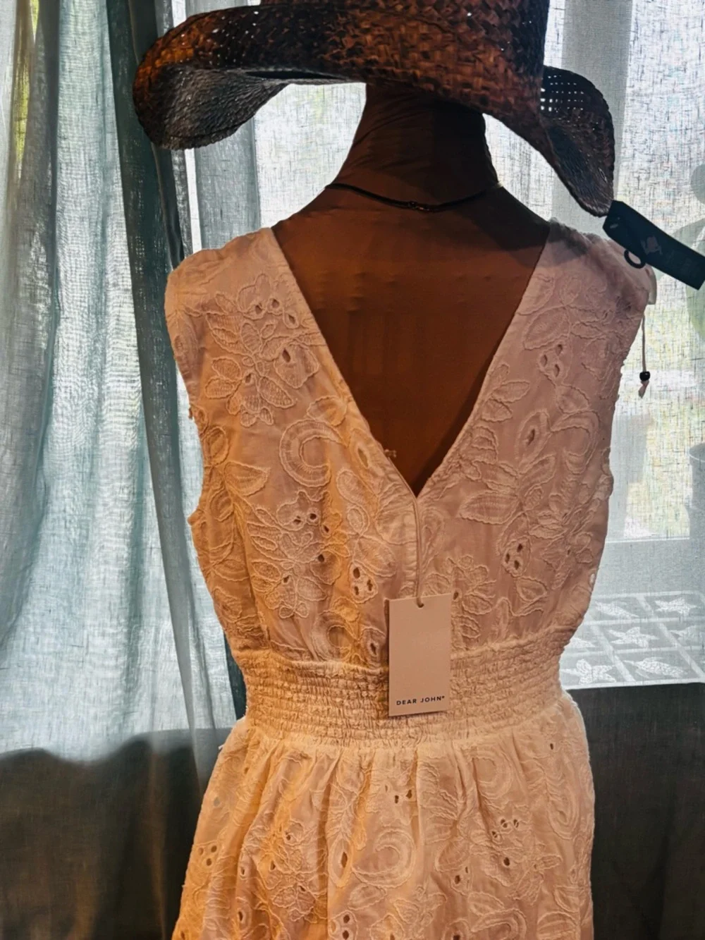Dear John White Eyelet Sundress Size M NWT Boho Cottagecore Summer Dress - Picture 4 of 5